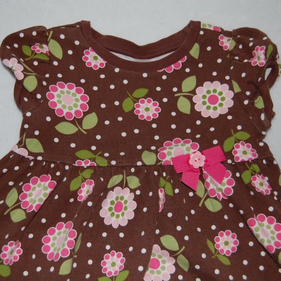 Gymboree Girls Size 4, Brown Flower Dress, 100% Cotton - Picture 4 of 6